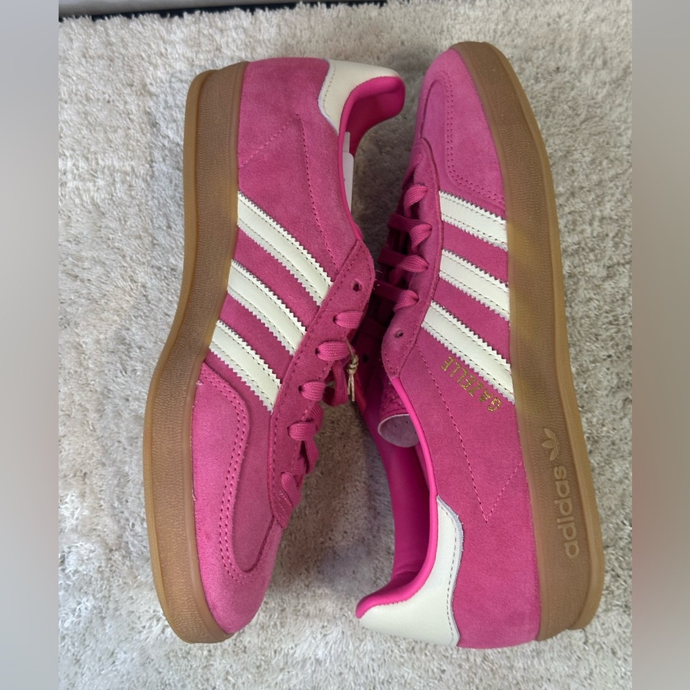 adidas Gazelle Hot Pink and White Suede Sneakers - Picture 5 of 9